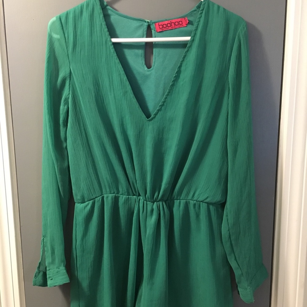 Green long sleeve romper